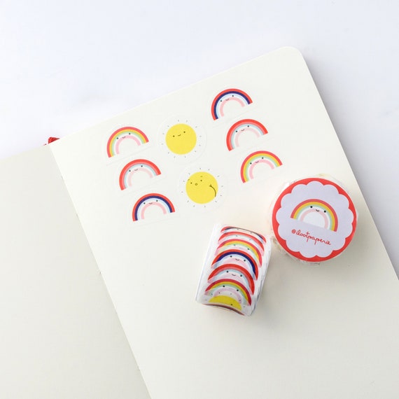 Somewhere Over the Rainbow Parade Overlap Washi Tape, Pattern Paper Tape, Gift Wrap, Stocking Stuffer, Kawaii, Journal, Planner, Notepad