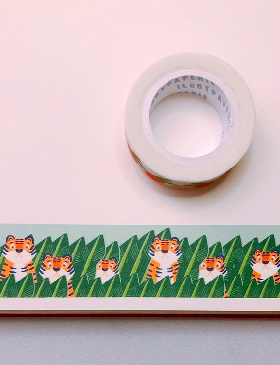 Fierce Tigers Washi Tape, Pattern Paper Tape, Gift Wrap, Stocking Stuffer, Kawaii Tape, Journal, Planner, Holiday