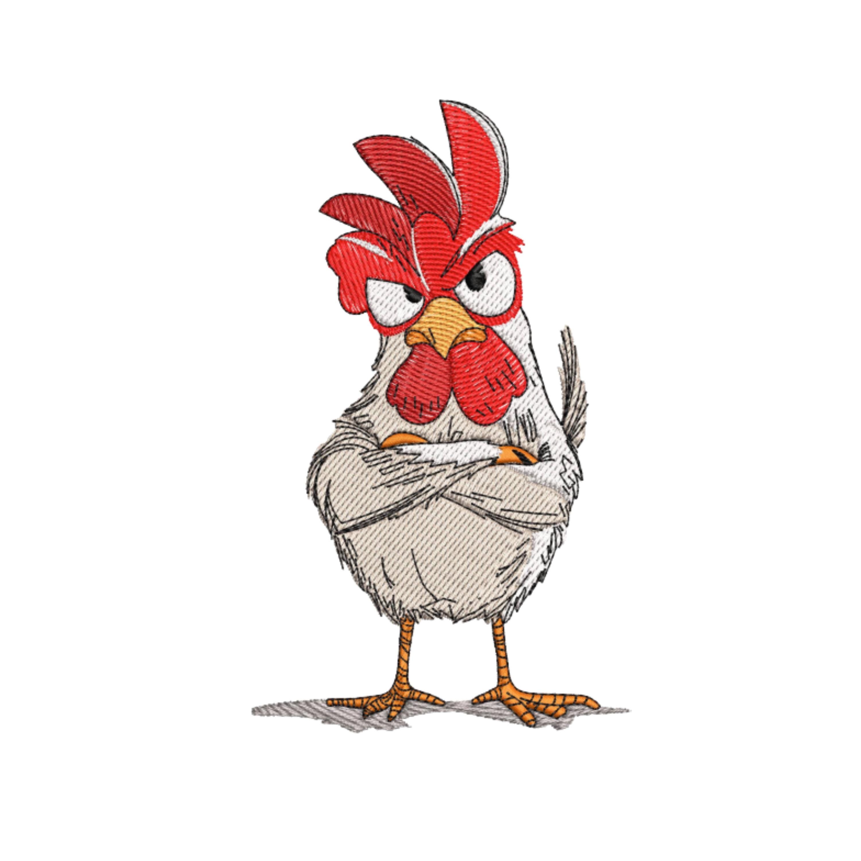 Angry Chicken Embroidery Design | Funny Cartoon Rooster Machine ...