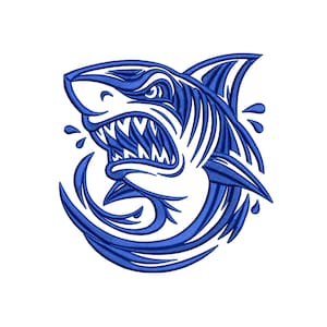 Angry Shark Embroidery Design | Fierce White Machine File (PES DST)