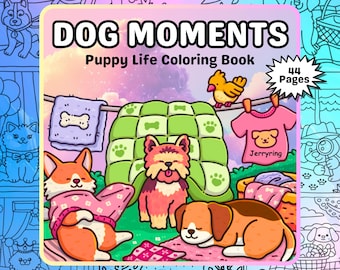Livro de colorir Puppy Life – 44 páginas aconchegantes com cachorros (Download digital)