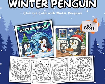 Winter Penguin Coloring Book | 64 Bold & Easy Animal Pages (PDF)