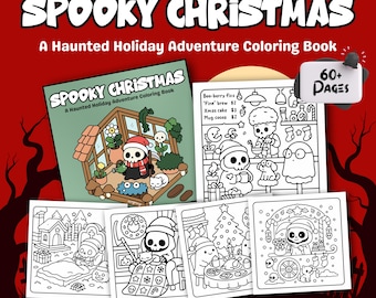 Spooky Christmas Coloring Book: Kawaii Creepy Ghosts (Digital Printable)