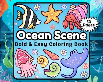 Ocean Life Coloring Book: 50 Bold Sea Designs (Printable PDF)