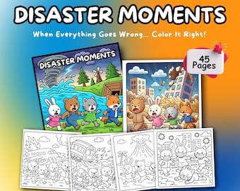 Livre à colorier Disaster Moments, 45 pages confortables (PDF imprimable)