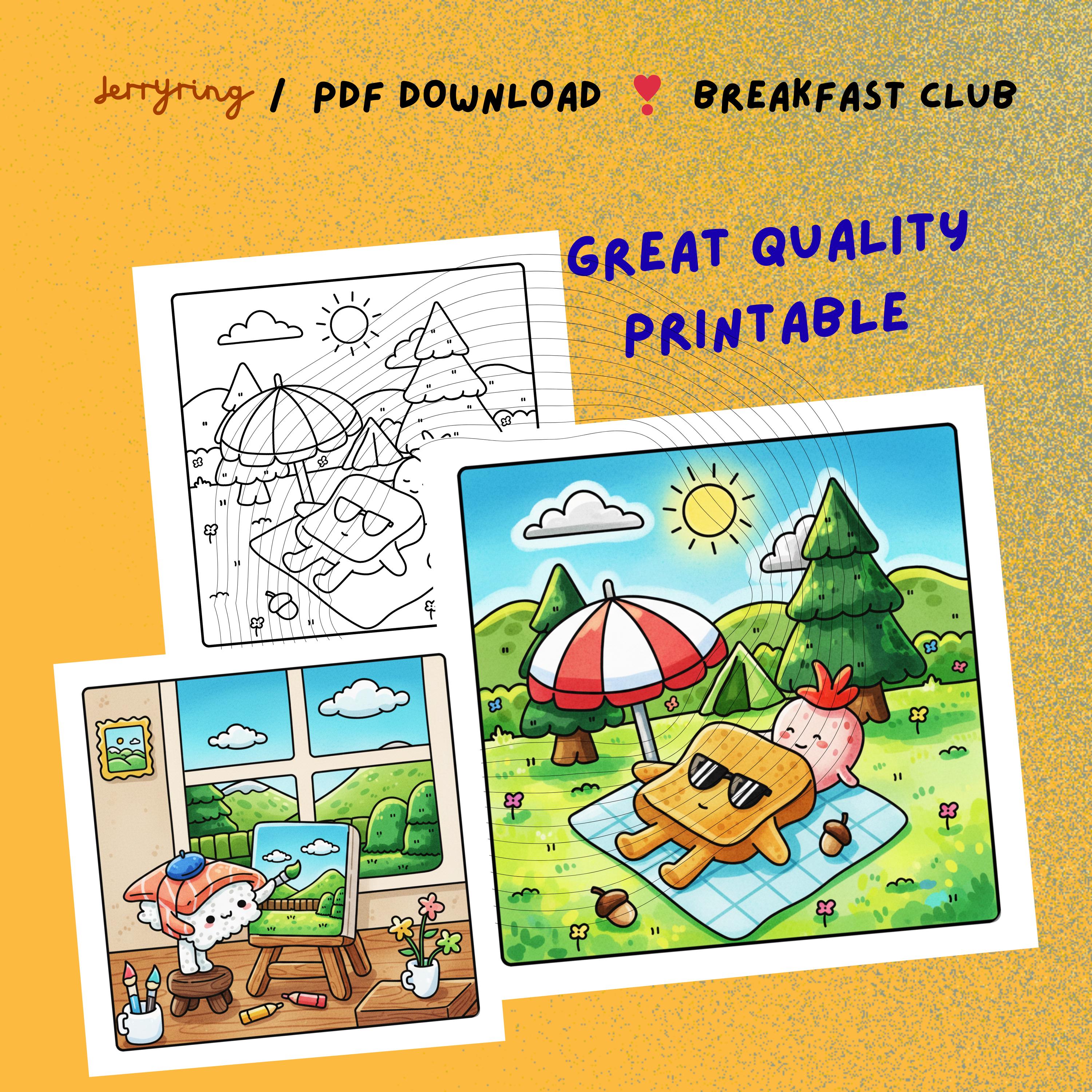 Breakfast Club Coloring Book | 44 Cozy Food Scenes PDF (digital ...