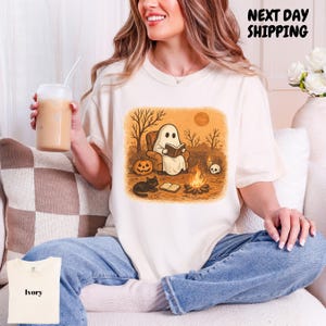 Halloween-tröja med spöken, bokälskare, t-shirt med vintage-motiv