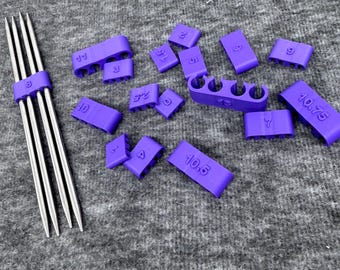 3D Printed Double Pointed Knitting Needle Keepers - Full Set DPN - Sizes 0-13 - Purple