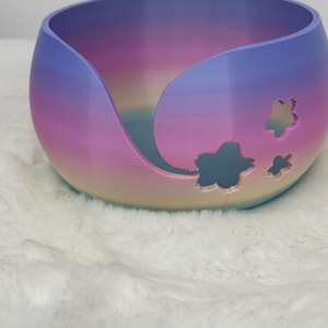 Sakura Cherry Blossom Flower Yarn Bowl - IceCream Rainbow - Radiant Skeins - 3D Printed