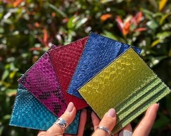 Python Leather Card Holder – Handmade Exotic Wallet