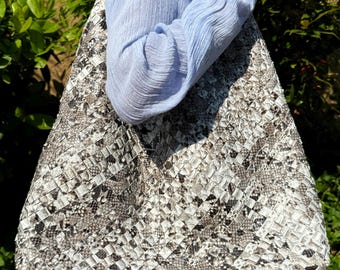 Bolsa tote de couro de píton trançado à mão: bolsa estilo boho hobo de luxo