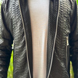Black Python Leather Jacket Men, Snakeskin Jacket, Exotic Leather Jacket, Handmade Jacket, Luxury Mens Jacket, Custom Fit