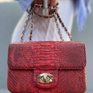Handmade Python Leather Shoulder Bag: Exotic Snakeskin Crossbody Purse