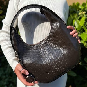 Custom Python Leather Hobo Bag, Handmade Exotic Snakeskin Purse, Luxury Reptile Skin Shoulder Tote