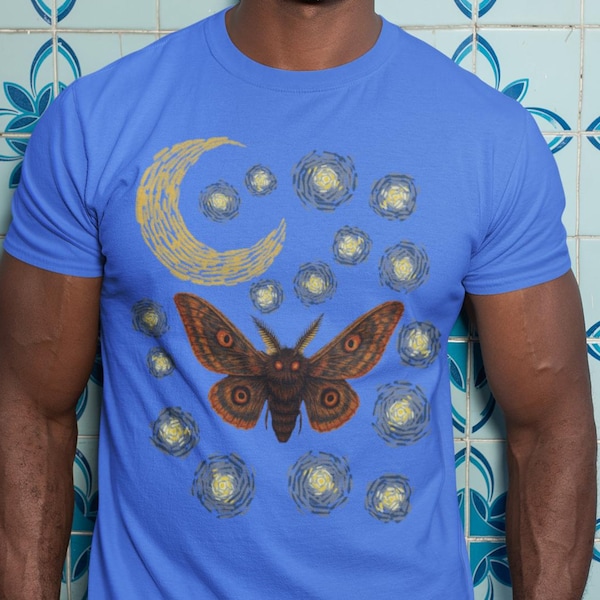 Moth Shirt | Gothic Starry Night | Van Gogh Inspired Insect Moon