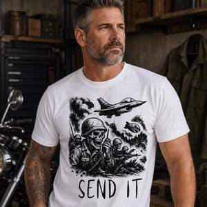 Camiseta Skull Soldier Send It, Camiseta táctica militar imagen 1