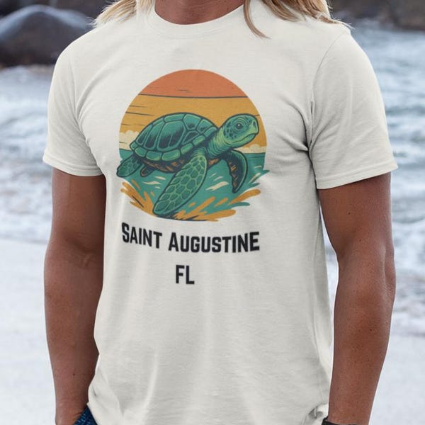 Sea Turtle Sunset T-Shirt: St. Augustine Beach, Retro Florida Souvenir