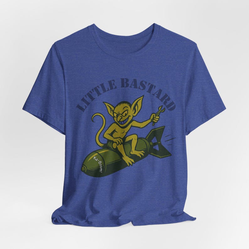 WWII Nose Art T-Shirt | Gremlin Little Bastard | Vintage Aviation Pilot Gift image 8