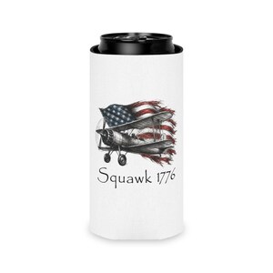 Stearman Biplane Can Cooler, Squawk 1776 Aviation Koozie, Pilot Gift image 6