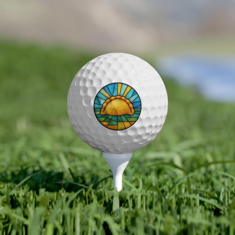 Pierogi Golf Balls Set, Stained Glass Design, Novelty Foodie Golfer image 3