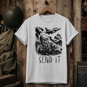 Camiseta Skull Soldier Send It, Camiseta táctica militar imagen 4