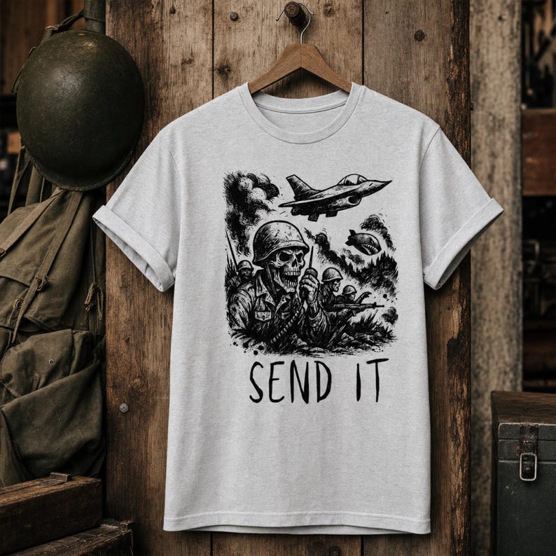 Camiseta Skull Soldier Send It, Camiseta táctica militar imagen 4