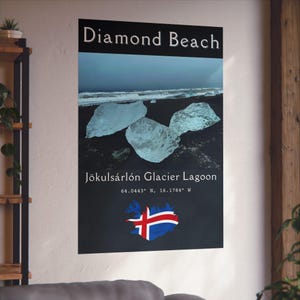 Diamond Beach Iceland Print: Jokulsarlon Glacier Lagoon Nordic Wall Art image 5