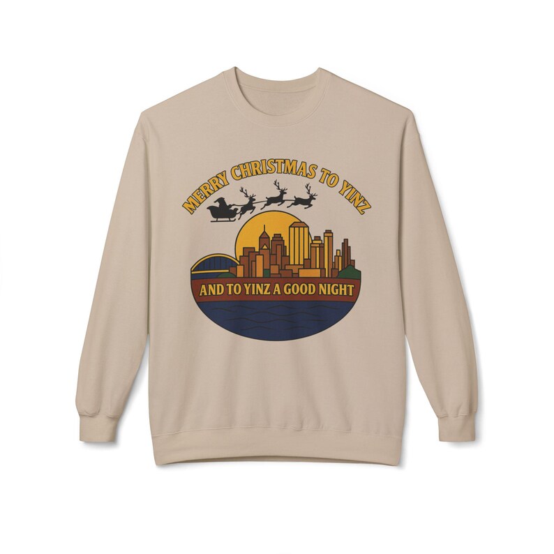 Pittsburgh Christmas Sweatshirt: Steel City Skyline, 'Merry Christmas to Yinz' image 6