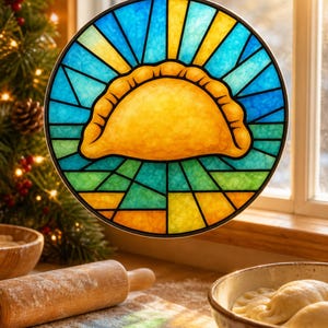 Adorno acrílico de pierogi, estilo vidriera, comida polaca y decoración de Pittsburgh imagen 11