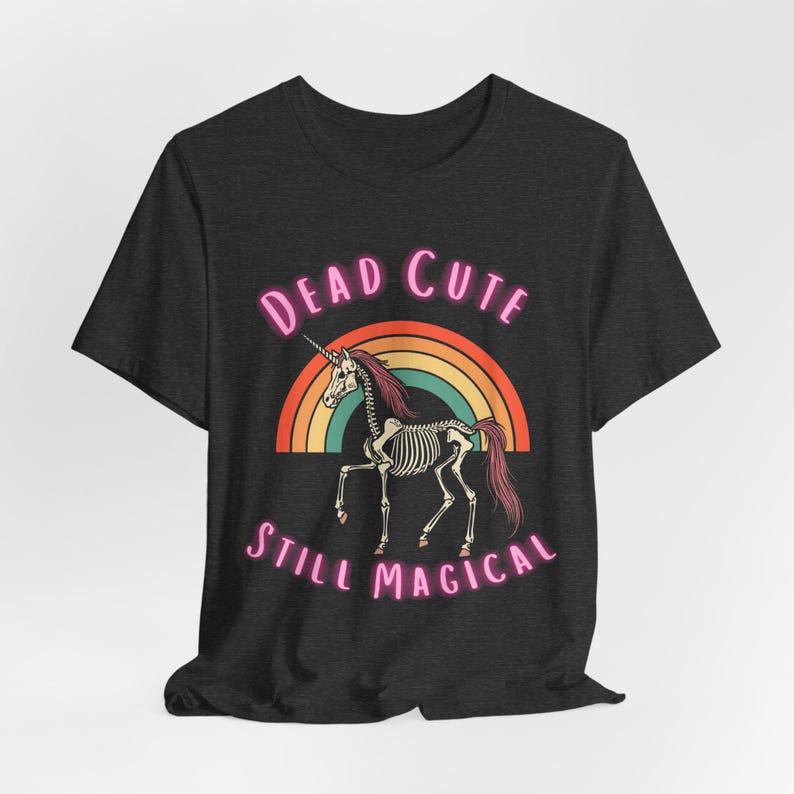 Skeleton Unicorn Rainbow T-Shirt | Goth Graphic | Dark Humor Alternative image 8