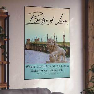 Vintage St. Augustine Print: Bridge of Lions, Florida Coastal Art image 5