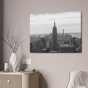 Empire State Building Canvas, NYC Skyline Wall Art, Black and White Cityscape Print, Urban Decor, Manhattan Photography, New York Poster