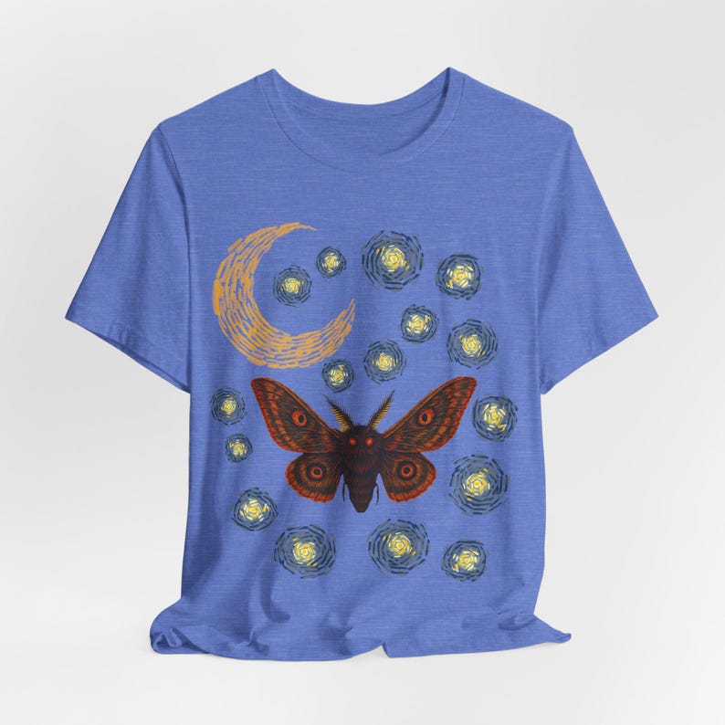 Moth Shirt | Gothic Starry Night | Van Gogh Inspired Insect Moon image 3