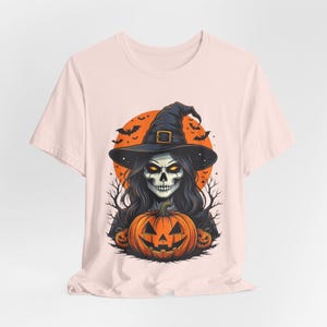 Skeleton Witch Halloween Shirt, Gothic Pumpkin Tee, Spooky Season image 7