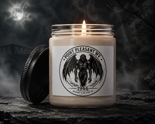 Mothman Soy Candle, Point Pleasant WV Cryptid Gift, Paranormal Folklore Decor