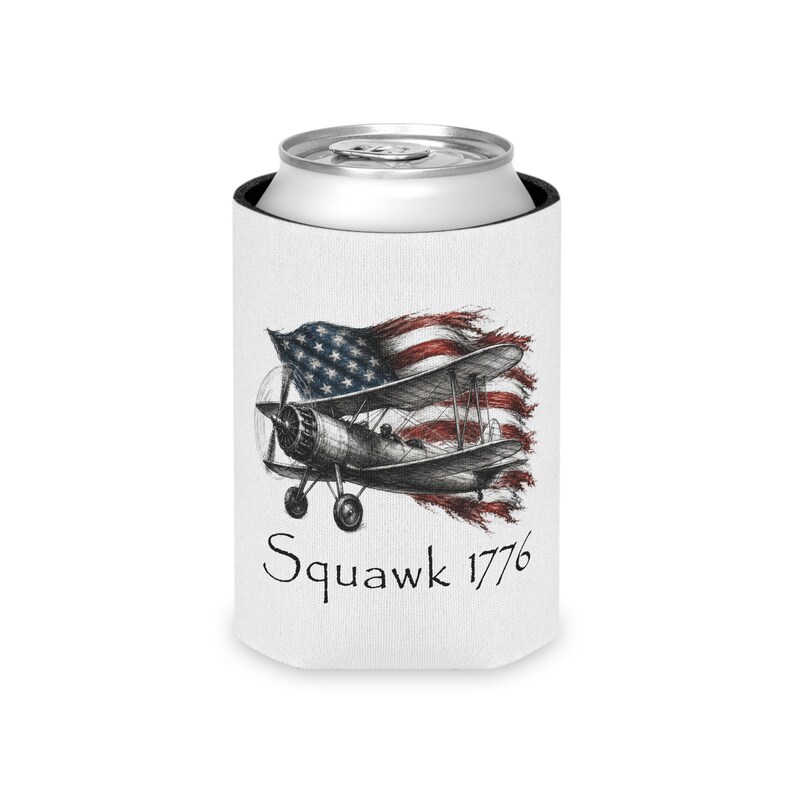 Stearman Biplane Can Cooler, Squawk 1776 Aviation Koozie, Pilot Gift image 14