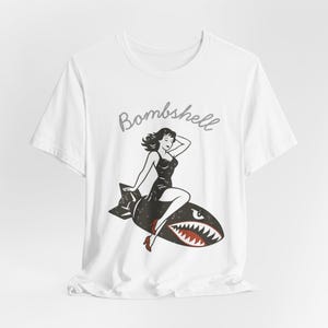 WWII Bomber Pin-Up Girl T-Shirt: Vintage Aviation Art image 5