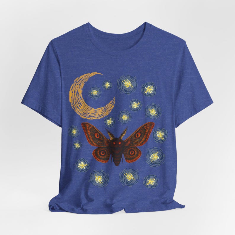 Moth Shirt | Gothic Starry Night | Van Gogh Inspired Insect Moon image 6