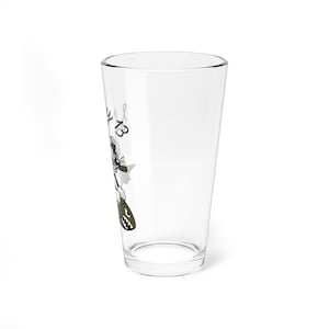 Lucky 13 Cat Pint Glass, WWII Nose Art Barware, Vintage Aviation Gift image 13