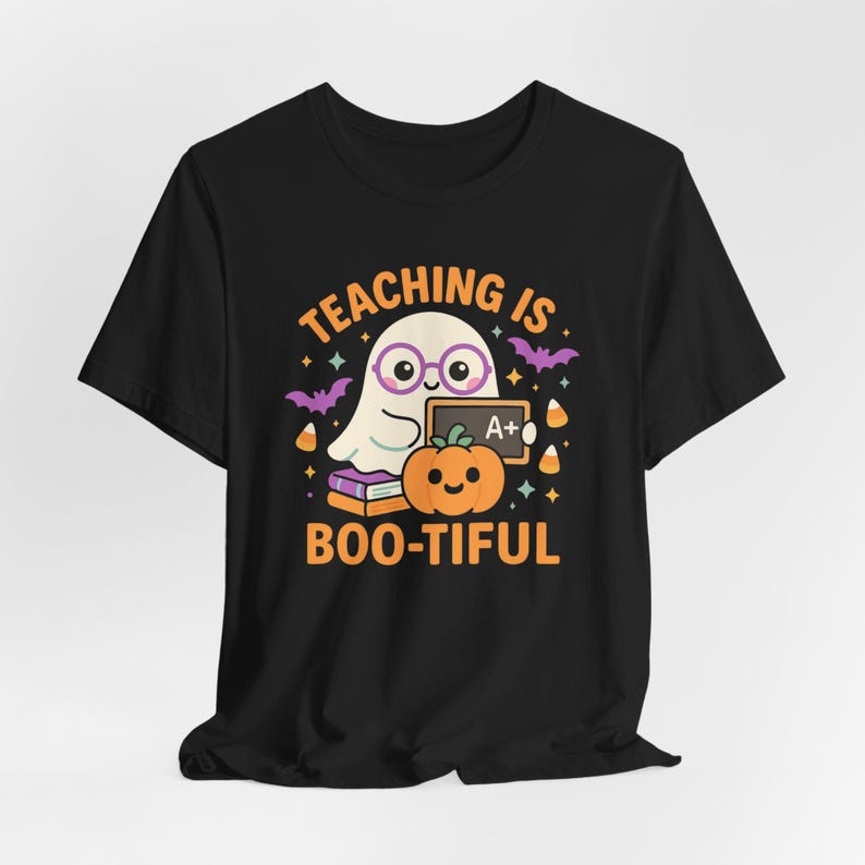 Teacher Halloween Shirt, Funny Ghost Teacher Tee, Fall Gift image 3