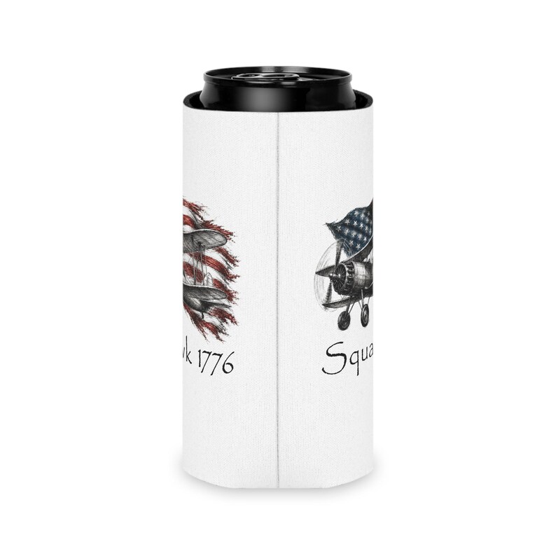 Stearman Biplane Can Cooler, Squawk 1776 Aviation Koozie, Pilot Gift image 9
