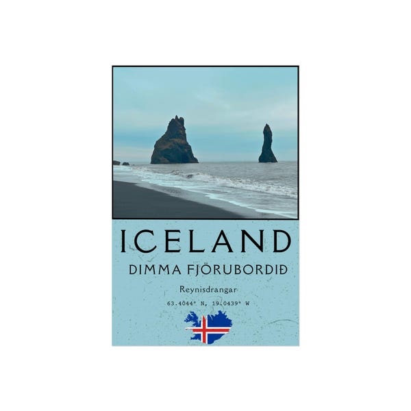 Reynisdrangar Iceland Print: Black Sand Beach Coastal Photography