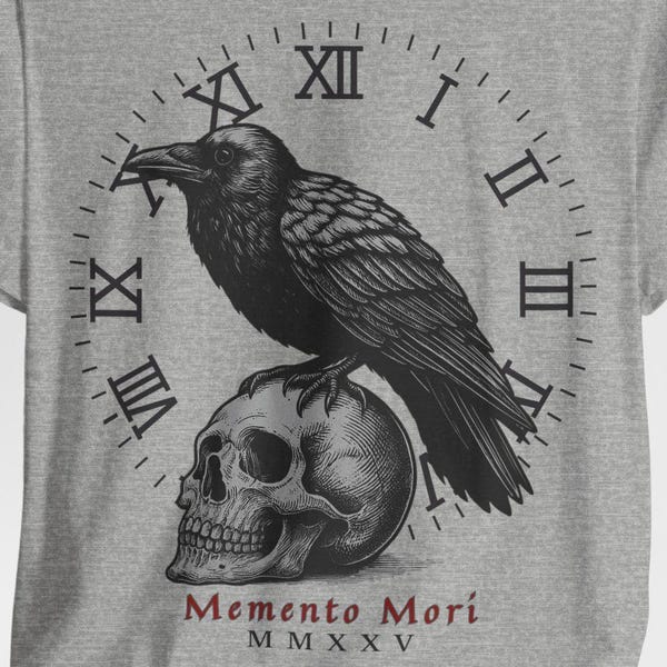 Memento Mori Raven Skull T-Shirt: Gothic Dark Academia Tee