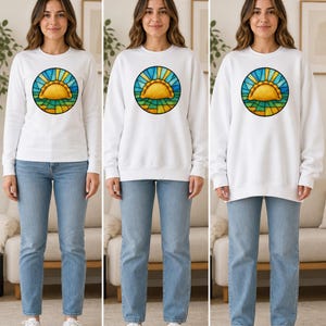 Pierogi Stained Glass Sweatshirt | Pittsburgh Polish Food Art Crewneck image 8