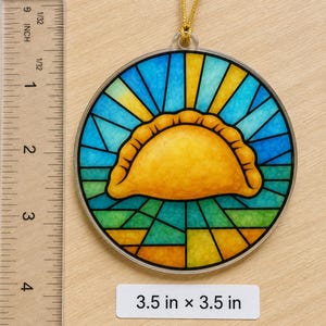 Adorno acrílico de pierogi, estilo vidriera, comida polaca y decoración de Pittsburgh imagen 3
