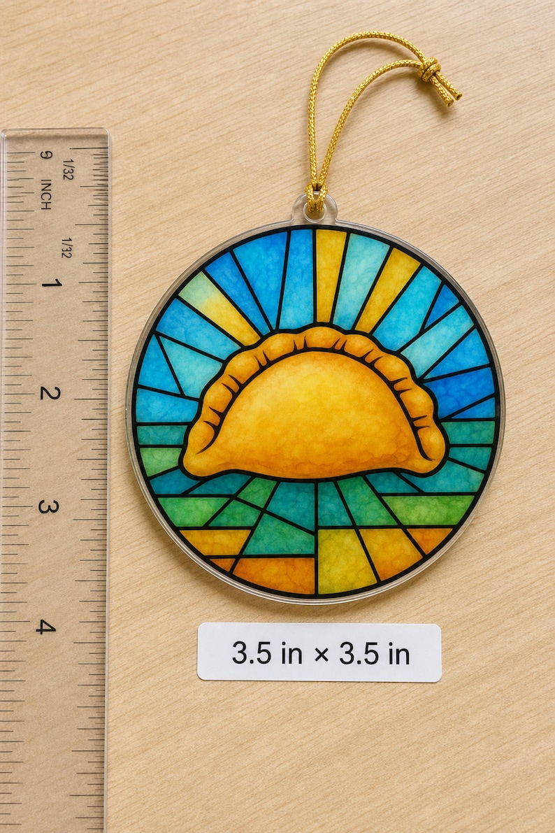 Adorno acrílico de pierogi, estilo vidriera, comida polaca y decoración de Pittsburgh imagen 3