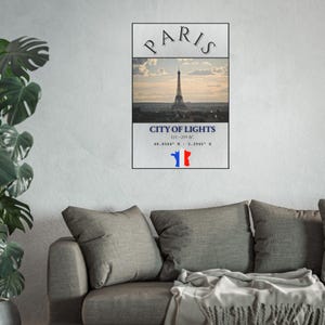 Paris Travel Poster: City of Lights Eiffel Tower Vintage France Wall Art image 3