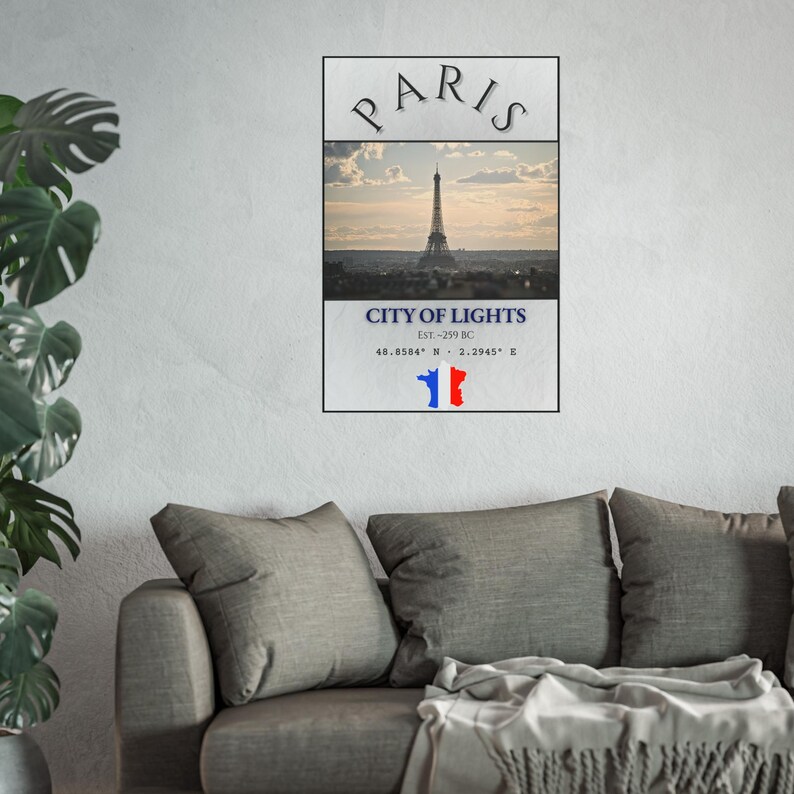 Paris Travel Poster: City of Lights Eiffel Tower Vintage France Wall Art image 3
