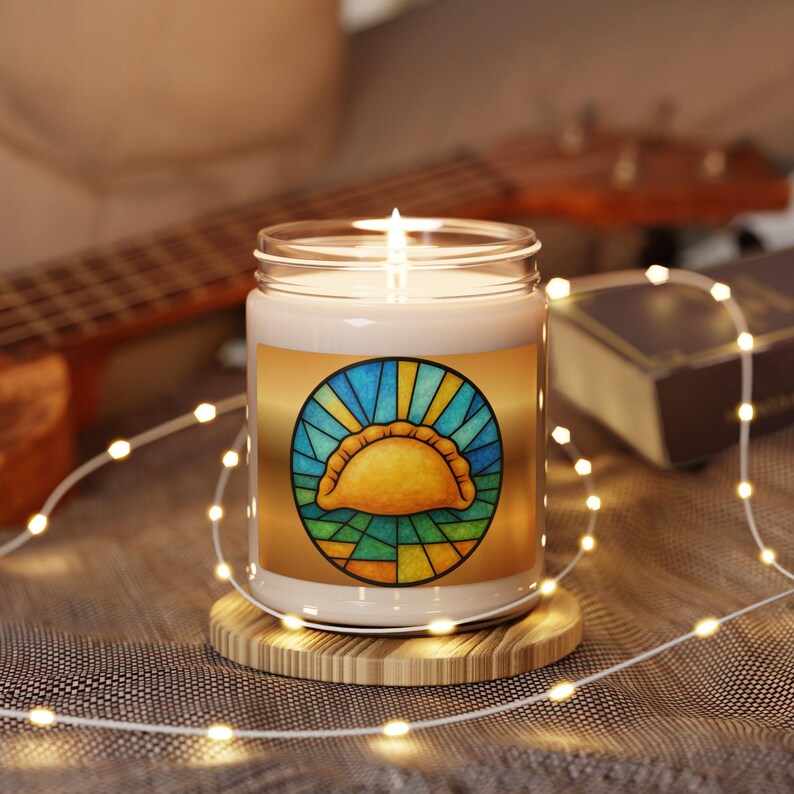 Pierogi Soy Candle, Pittsburgh Food Gift, Stained Glass Decor image 6
