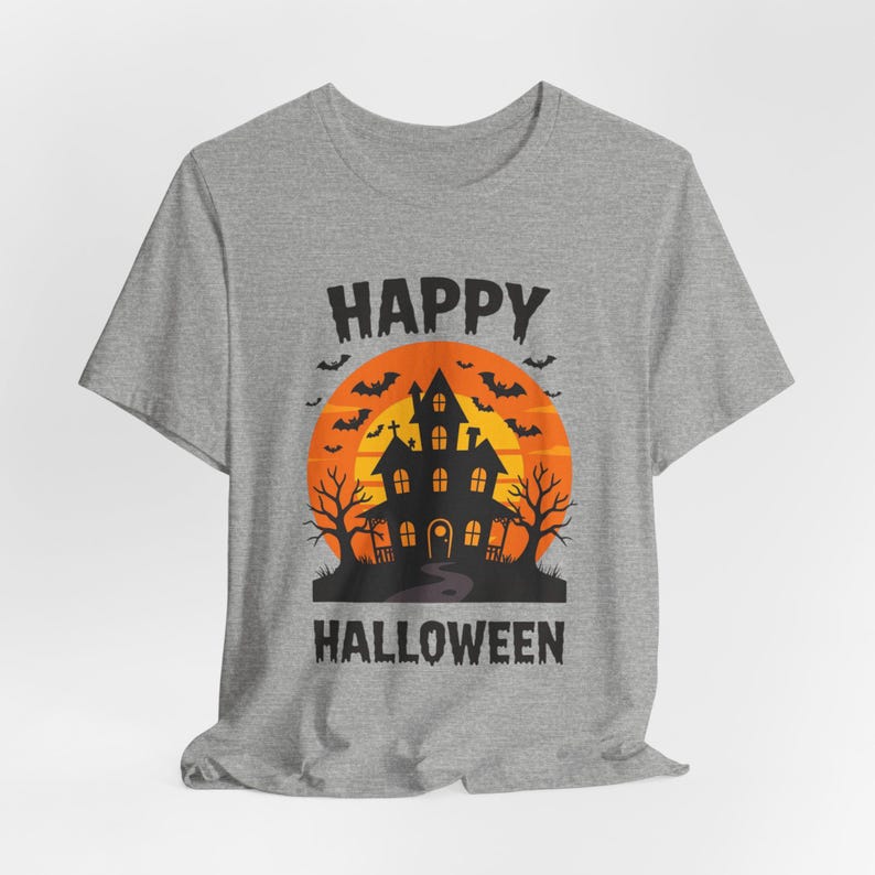 Haunted House Halloween Shirt, Retro Gothic Bats Tee, Spooky Season image 9